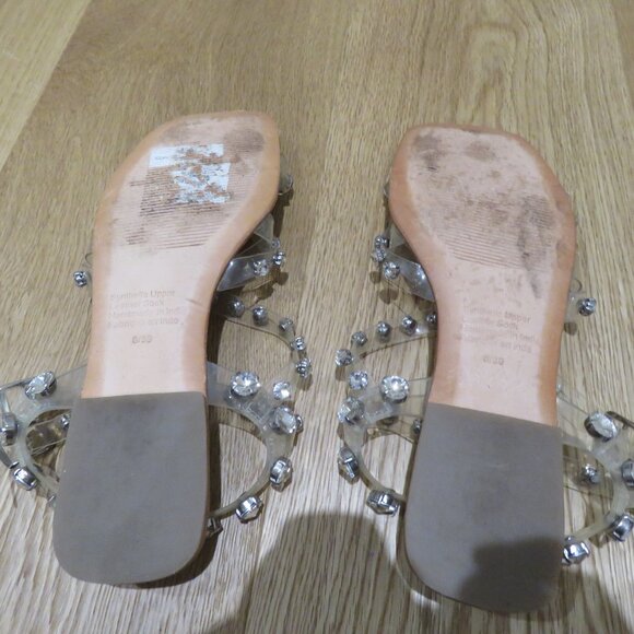 JEFFREY CAMPBELL Amaryl Clear Crystal Studded Flat Sandals Shoes - Size US 8 - Picture 10 of 11